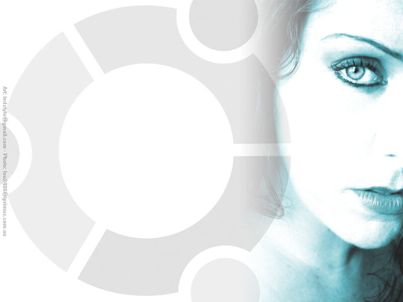 woman with blue eye and gear logo