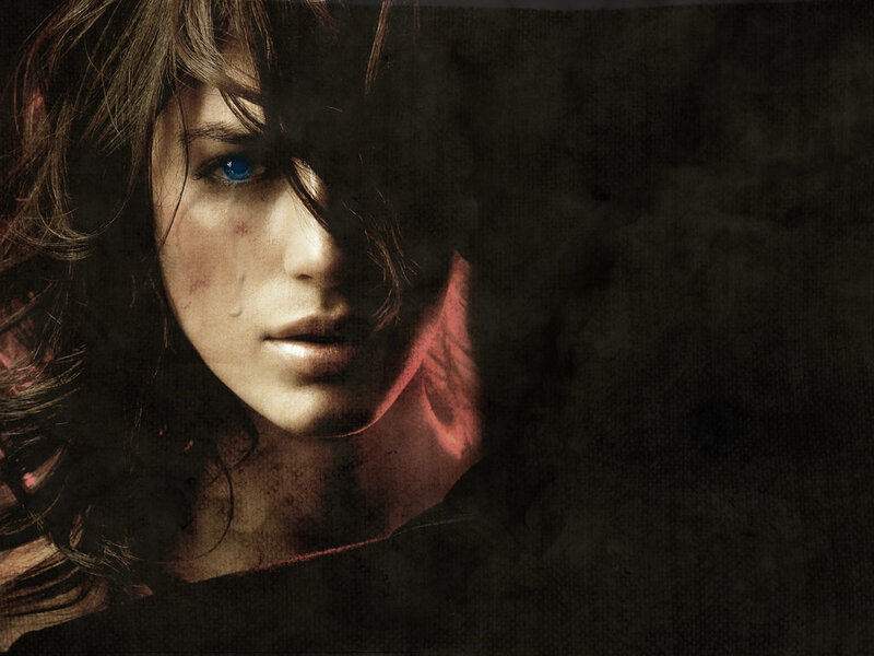 Woman with Blue Eye — Black, Dramatic, Photograph