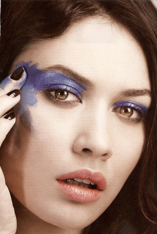 woman with blue eye makeup