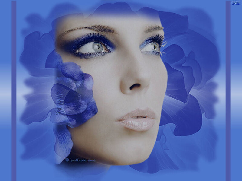 woman with blue eye makeup