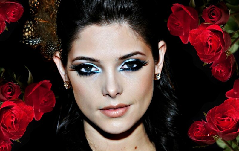 Woman with Blue Eye Makeup — Black, Dramatic, Photograph