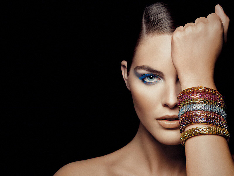 Woman with Blue Eye Makeup — Black