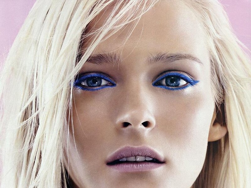 woman with blue eyeliner