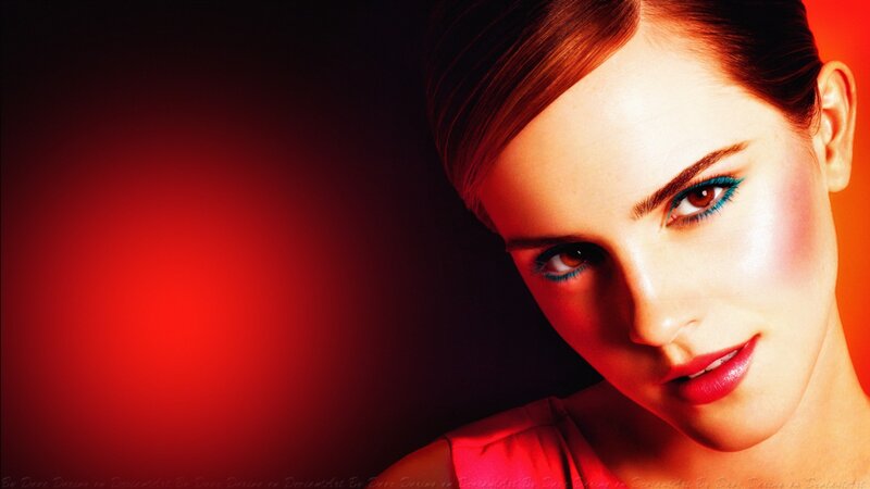 Woman with Blue Eyeliner — Red