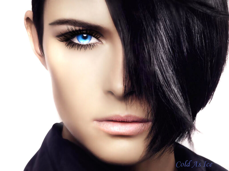 woman with blue eyes and black hair