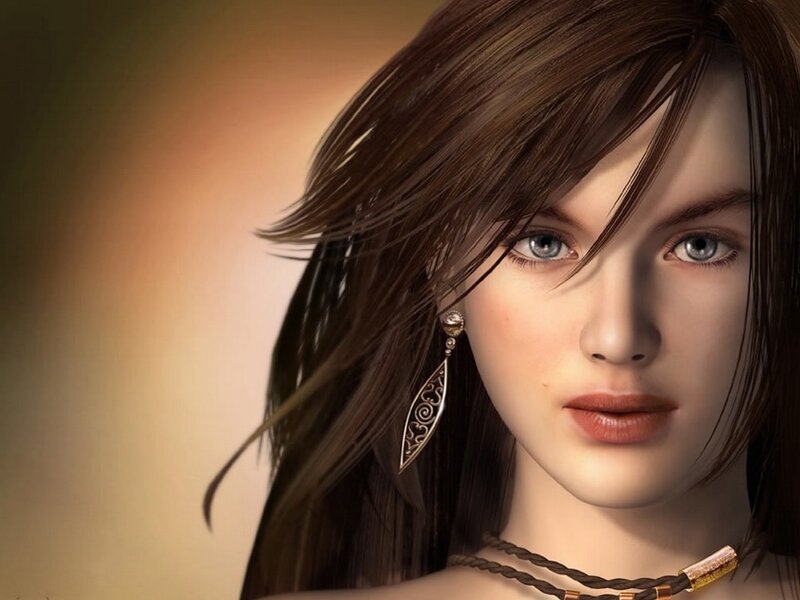 woman with blue eyes and brown hair
