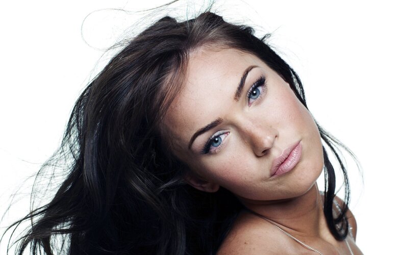 woman with blue eyes and dark hair