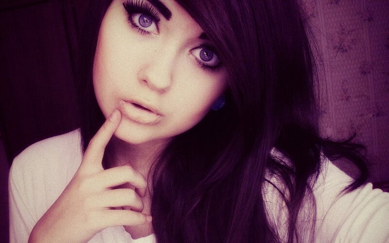 woman with blue eyes and dark hair