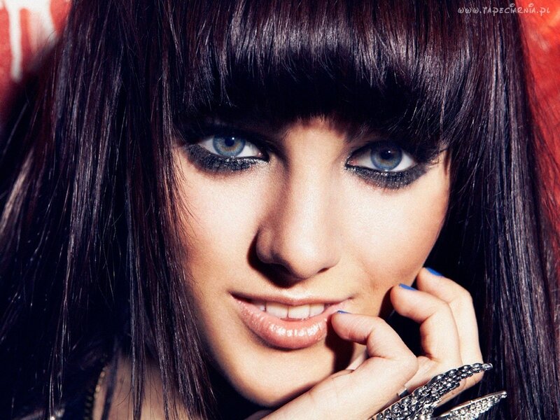 woman with blue eyes and dark hair