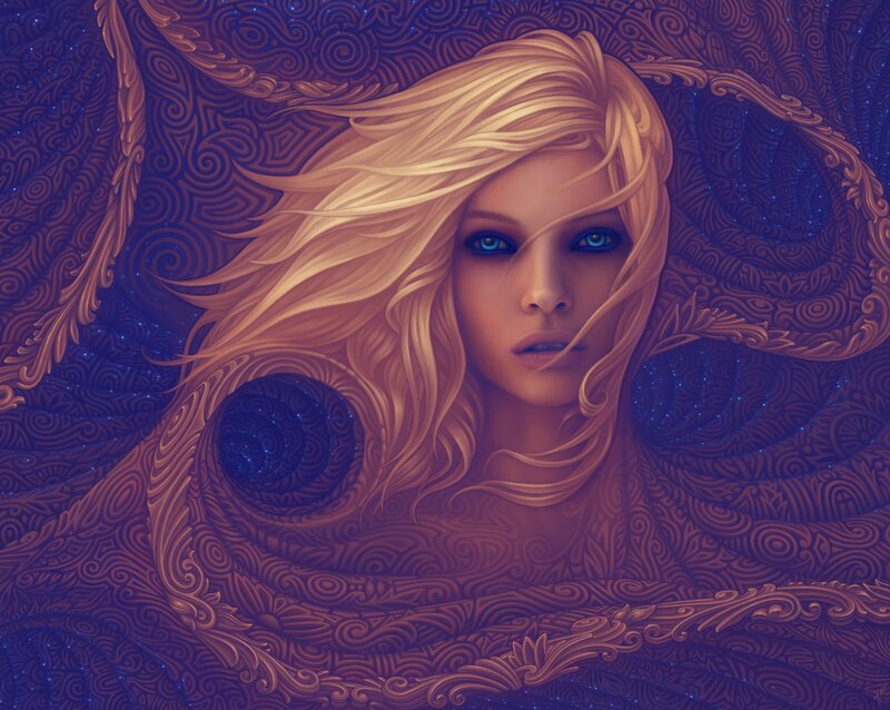 woman with blue eyes and golden hair