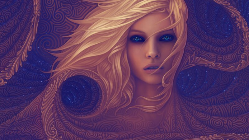 woman with blue eyes and golden hair