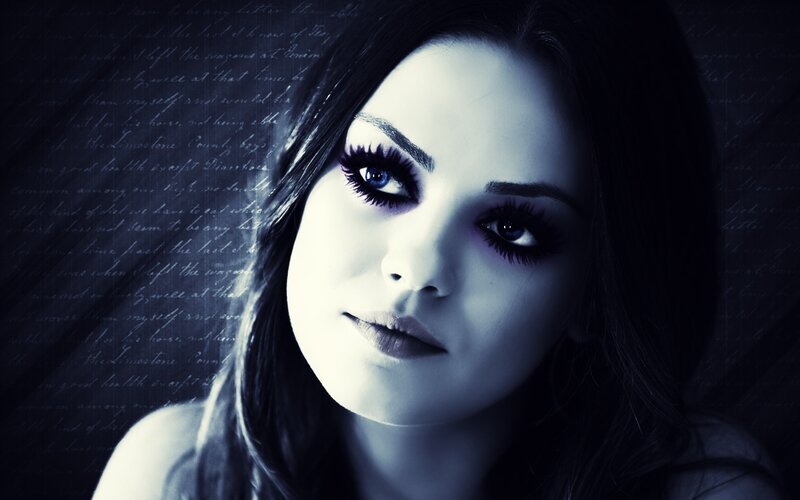 woman with blue eyes and makeup