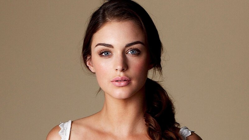 Woman with Blue Eyes — Beige, Neutral, Photograph, White Top