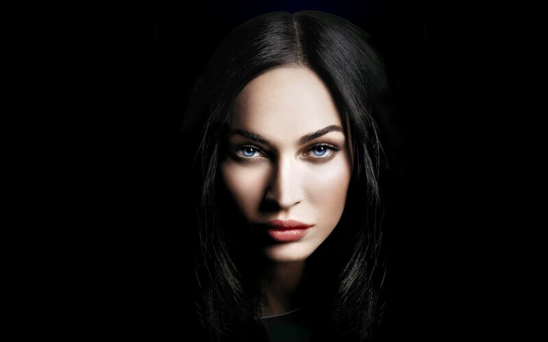 Woman with Blue Eyes — Black, Dramatic, Photograph, Black Hair