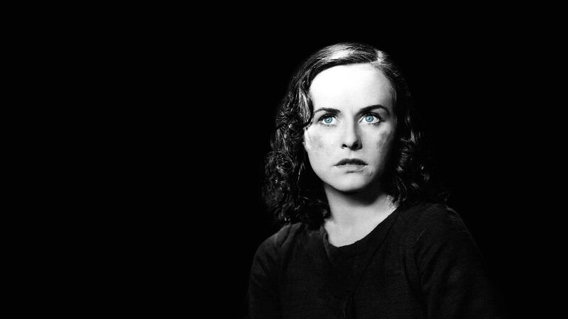 Woman with Blue Eyes — Black, Dramatic, Photograph, Curly Hair