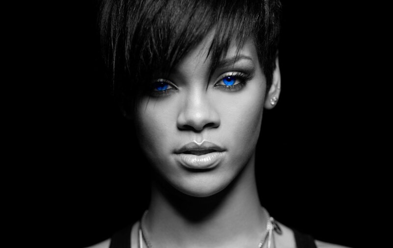 Woman with Blue Eyes — Black, Dramatic, Photograph, Earring, Necklace
