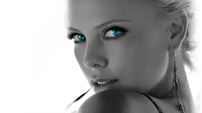 Woman with Blue Eyes — Black, Dramatic, Photograph, Earring