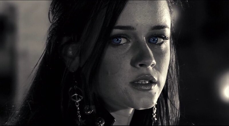 Woman with Blue Eyes — Black, Dramatic, Photograph, Earrings, Tears