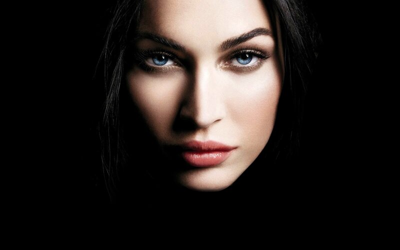 Woman with Blue Eyes — Black, Dramatic, Photograph, Face