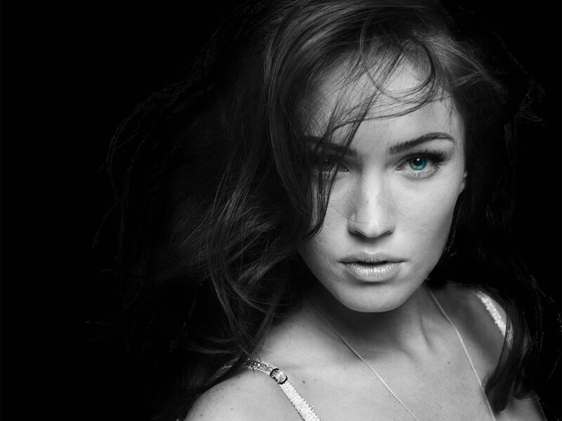 Woman with Blue Eyes — Black, Dramatic, Photograph, Hair