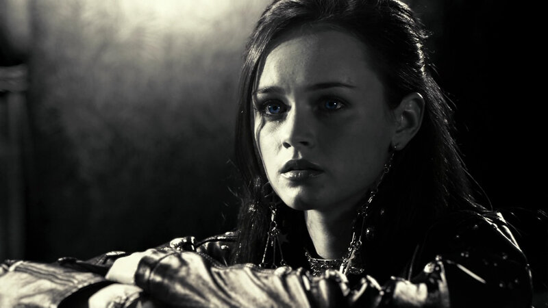 Woman with Blue Eyes — Black, Dramatic, Photograph, Leather Jacket