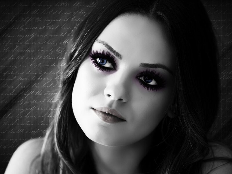 Woman with Blue Eyes — Black, Dramatic, Photograph, Makeup
