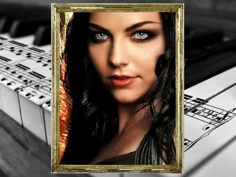 Woman with Blue Eyes — Black, Dramatic, Photograph, Piano Keys