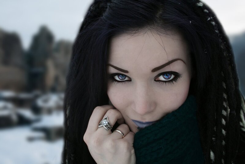 Woman with Blue Eyes — Black, Dramatic, Winter