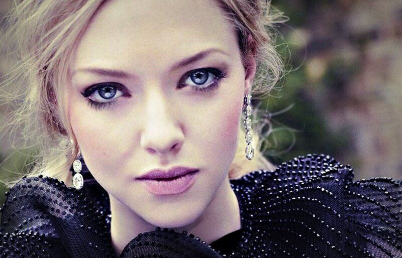 Woman with Blue Eyes — Black, Serious, Photograph, Earrings