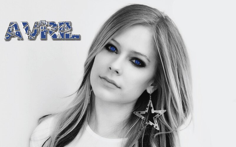 Woman with Blue Eyes — Black, Serious, Photograph, Star Earring