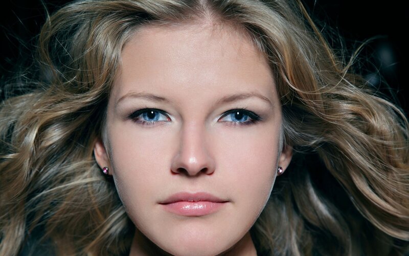 Woman with Blue Eyes — Blonde, Dramatic, Photograph, Hair
