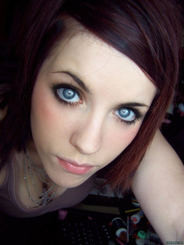 Woman with Blue Eyes — Brown, Direct, Photograph, Necklace