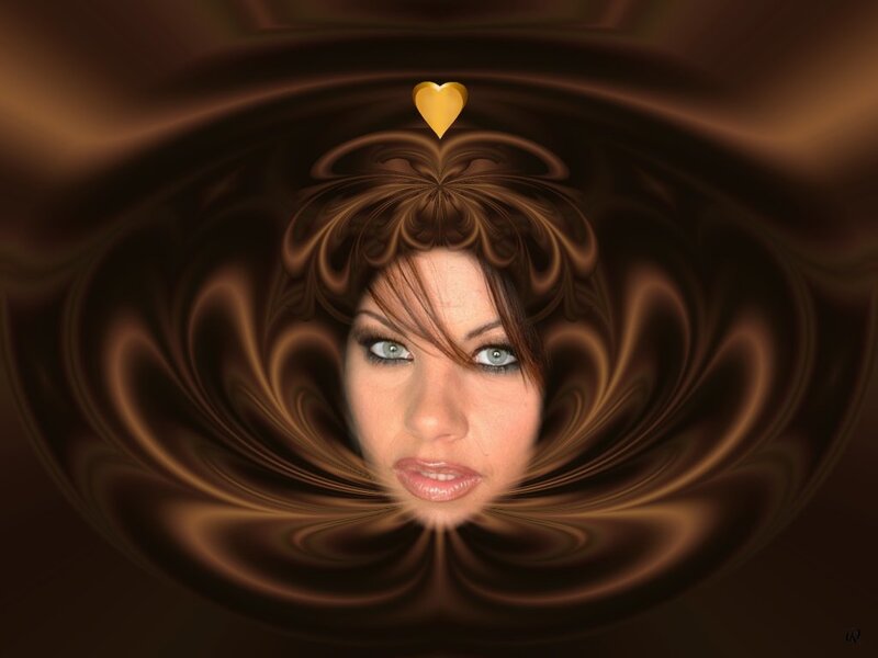 Woman with Blue Eyes — Brown, Dramatic, Digital Art