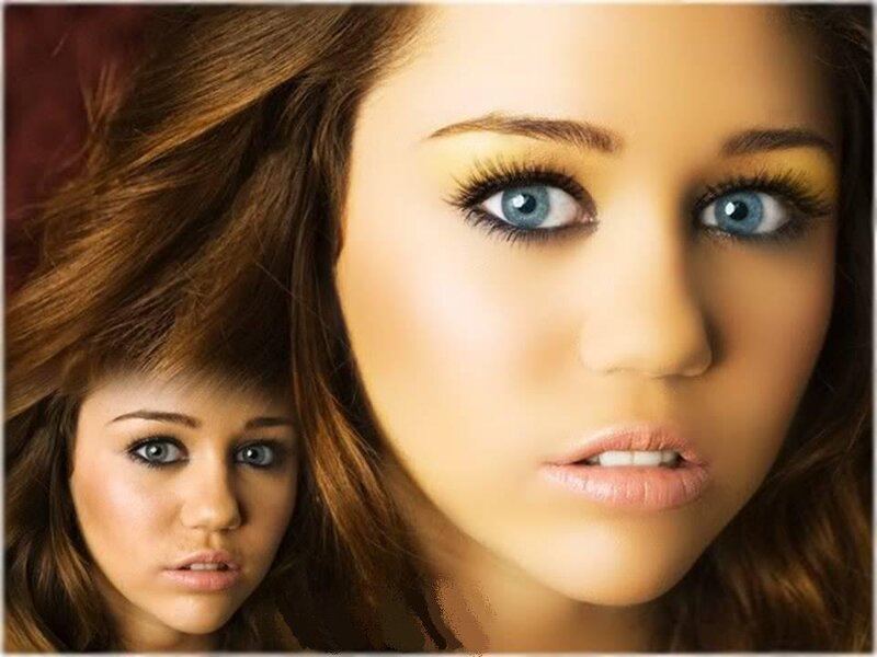 Woman with Blue Eyes — Brown, Dramatic, Photograph, Hair, Makeup