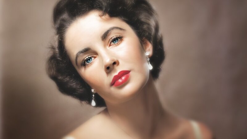 Woman with Blue Eyes — Brown, Dramatic, Photograph, Red Lipstick