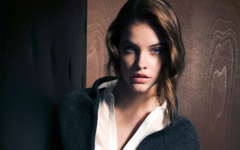 Woman with Blue Eyes — Brown, Dramatic, Photograph, Wood Wall