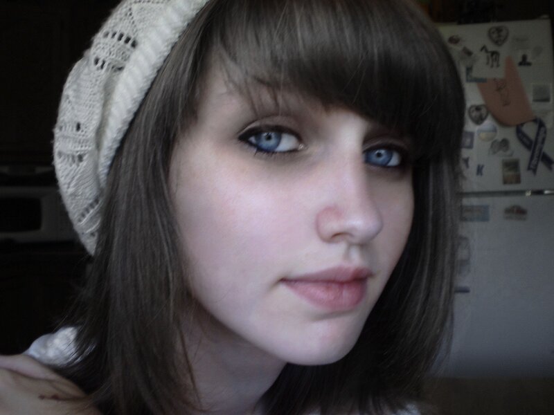 Woman with Blue Eyes — Brown, Neutral, Photograph, Beanie, Refrigerator