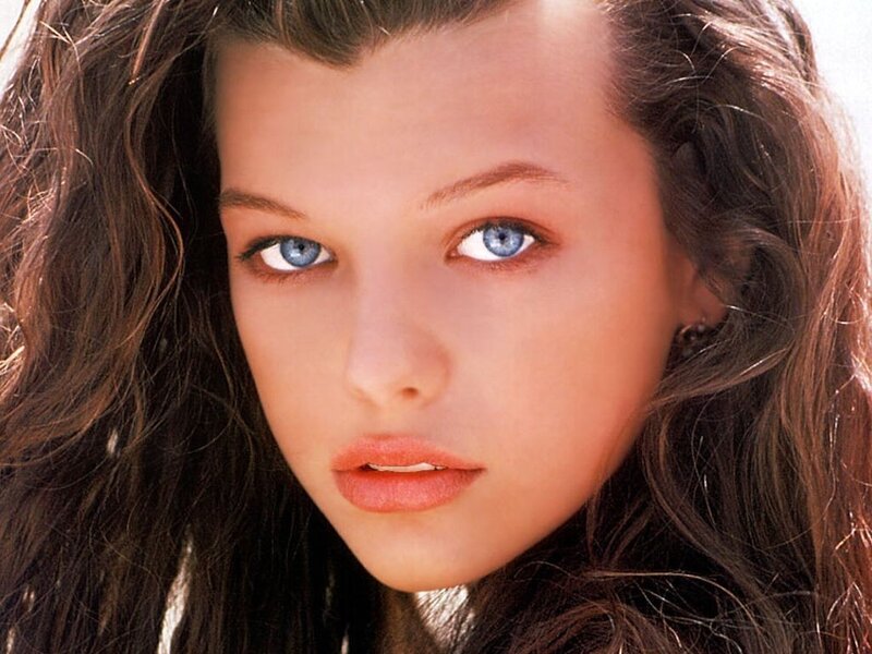 Woman with Blue Eyes — Brown, Neutral, Photograph, Brown Hair, Blue Eyes, Earring