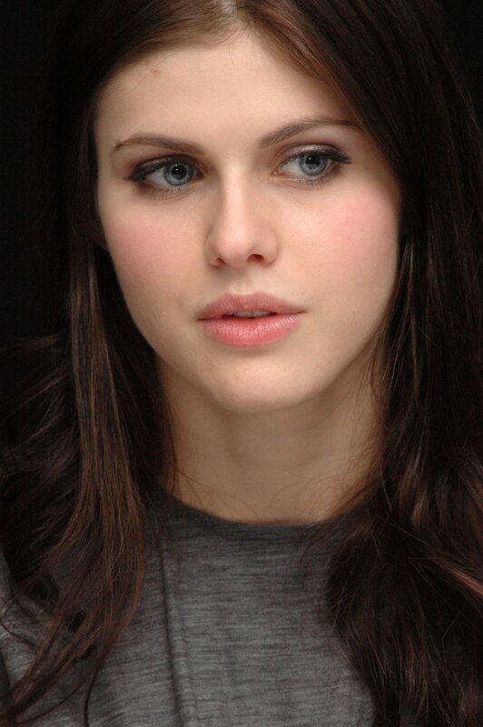 Woman with Blue Eyes — Brown, Neutral, Photograph, Dark Hair, Gray Shirt