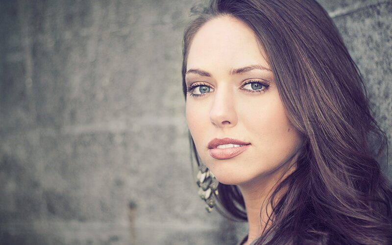 Woman with Blue Eyes — Brown, Neutral, Photograph, Earring, Wall