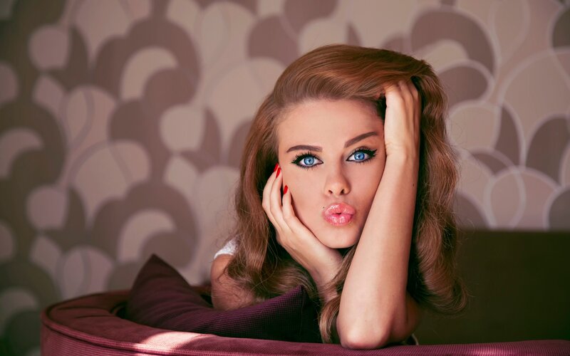 Woman with Blue Eyes — Brown, Posed