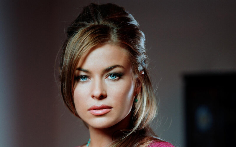 Woman with Blue Eyes — Brown, Serious, Photograph, Earring
