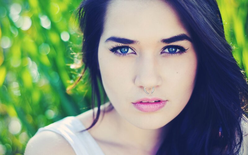 Woman with Blue Eyes — Calm, Afternoon, Photograph, Nose Ring
