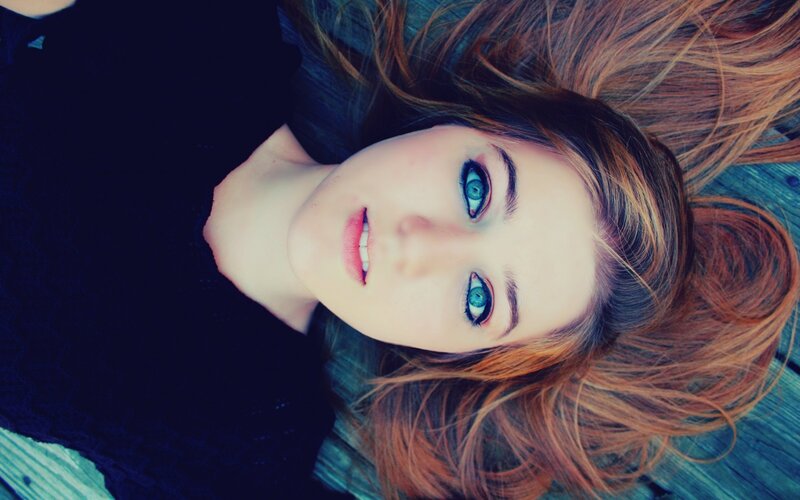 Woman with Blue Eyes — Calm, Photograph, Hair