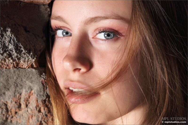 woman with blue eyes close-up