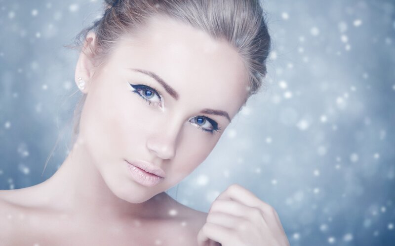 Woman with Blue Eyes — Cold, Winter