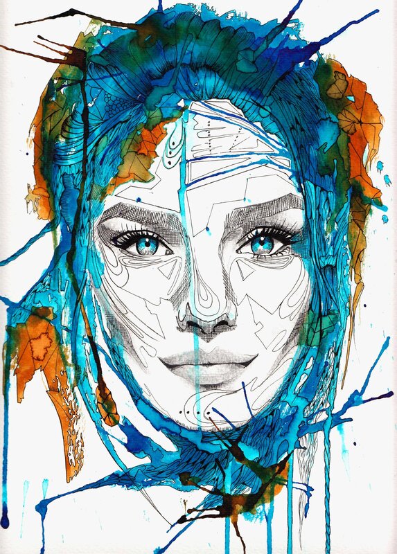 Woman with Blue Eyes — Dramatic, Illustration