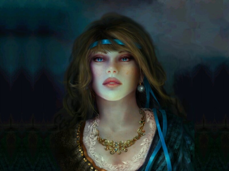 Woman with Blue Eyes — Dramatic, Night