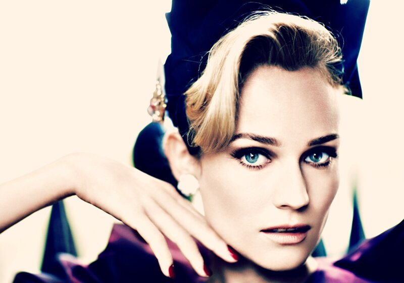 Woman with Blue Eyes — Dramatic, Photograph, Blonde Hair, Earrings