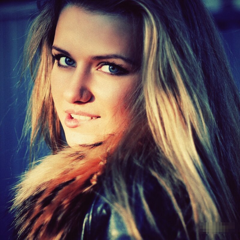 Woman with Blue Eyes — Dramatic, Photograph, Fur Collar